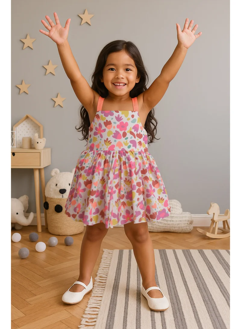 Nautinati Nautinati Yellow & Blue Floral Print Dress for Girls
